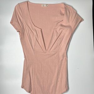 Free people baby pink V-cut onesie thong